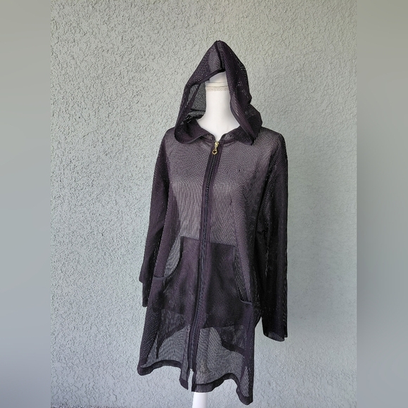 Westbound Other - Westbound beach mesh polyester black vacation coverup full zip Size XL